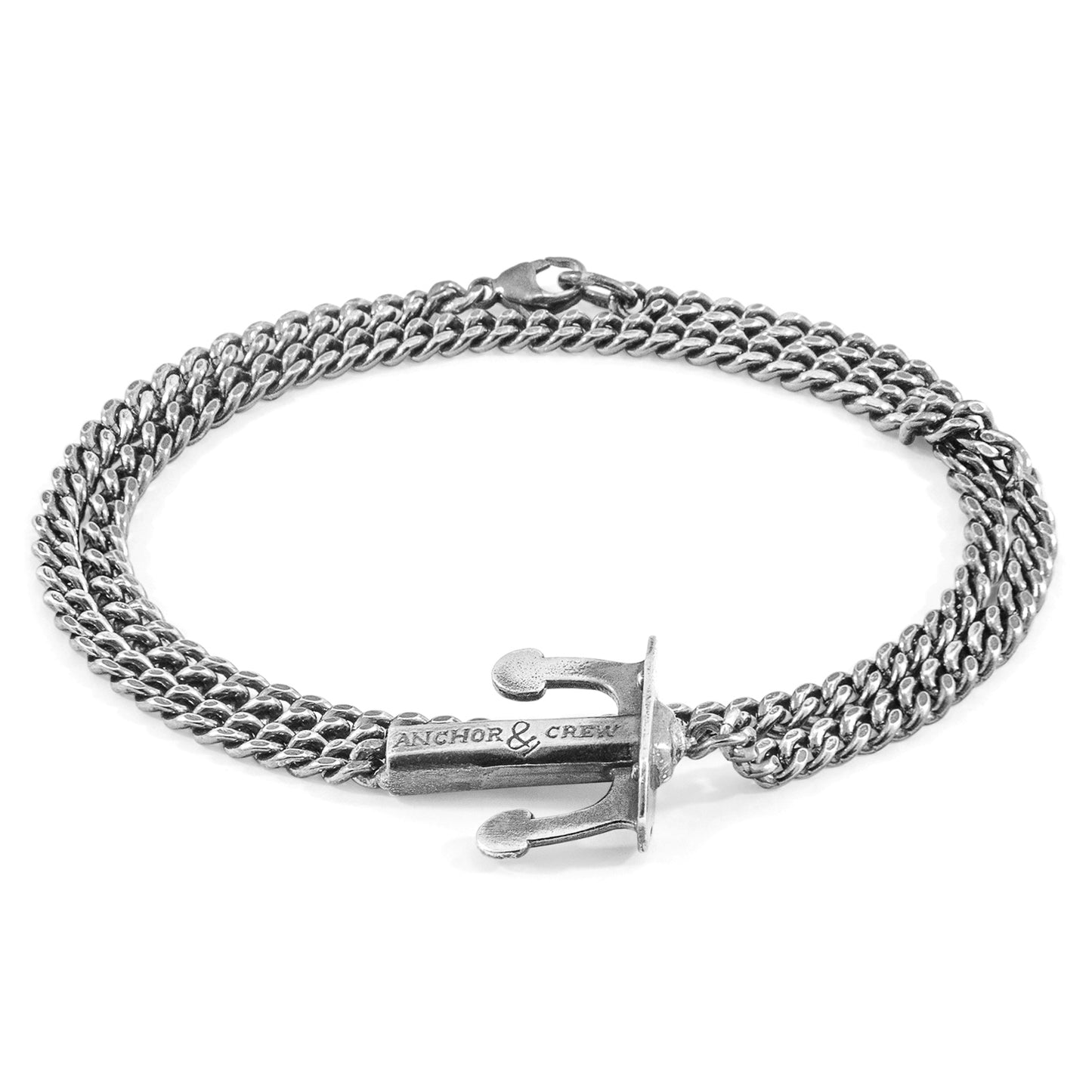 ANCHOR & CREW Union Anchor Double Silver Chain Bracelet